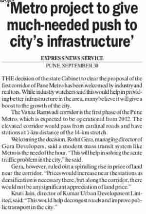 'Metro project to give much-needed push to city's infrastructure'