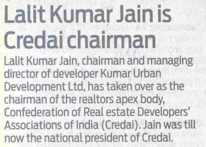 Lalit Kumar Jain is Credai chairman