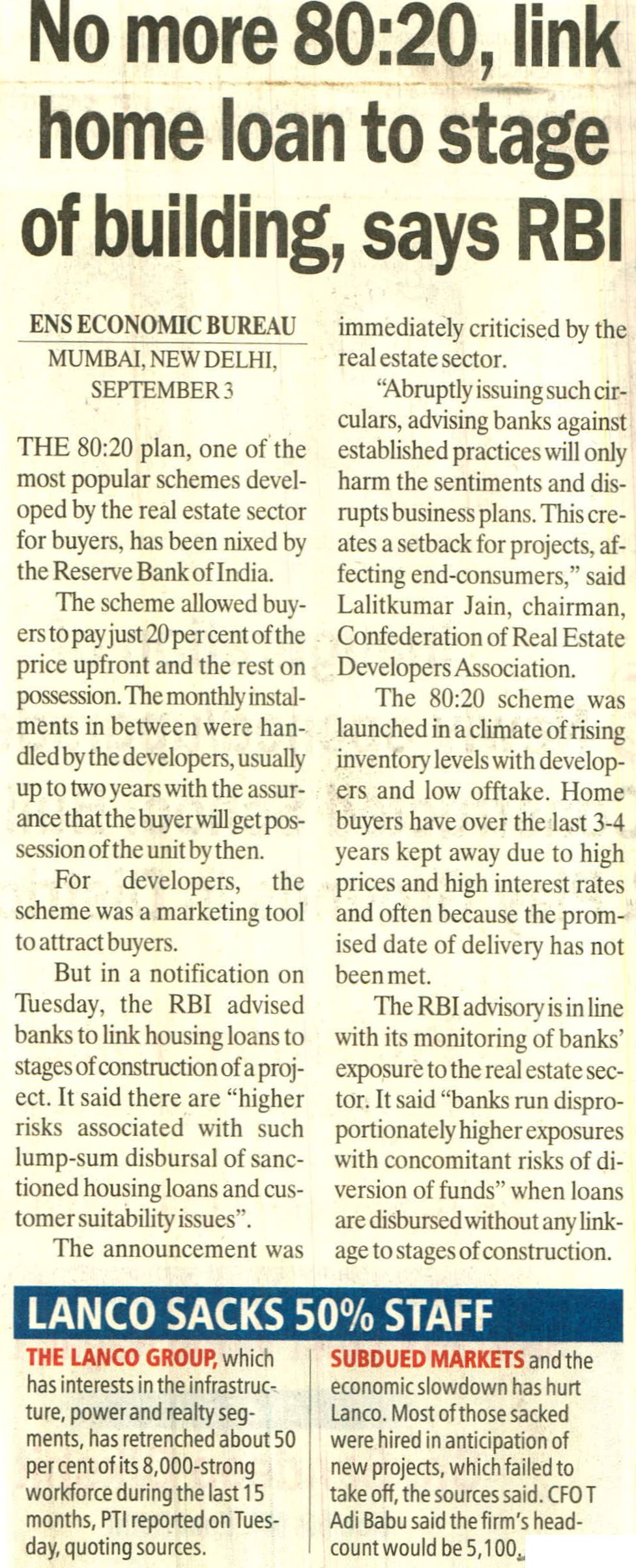 No more 80:20, link hoke loan to stage of building, says RBI