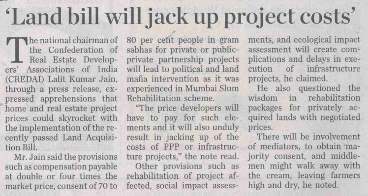 'Land bill will jack up project costs'