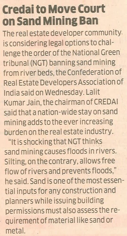 Credai to Move Court on Sand Mining Ban