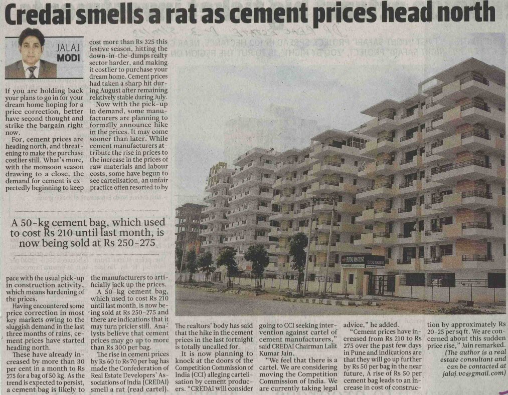 Credai smells a rat as cement prices head north