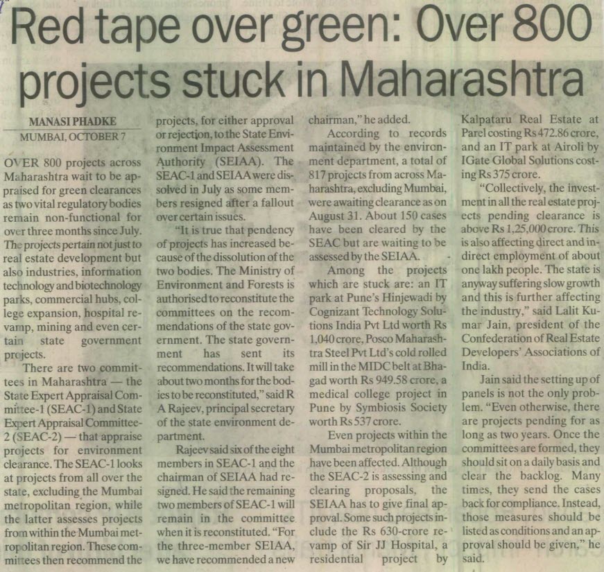 Red tape over green: Over 800 projects stuck in Maharashtra