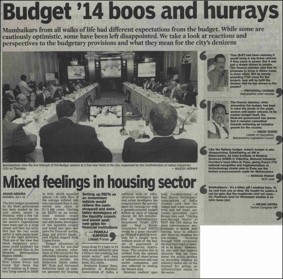 Mixed feeling in housing sector