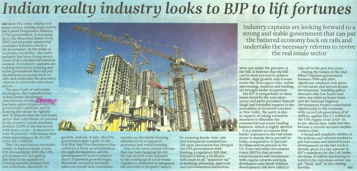 Indian realty industry looks to BJP to lift fortunes